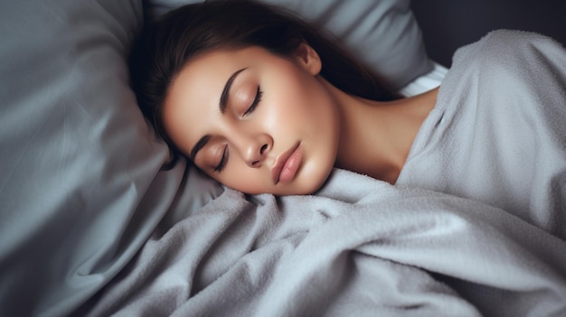 Foto de una mujer joven durmiendo