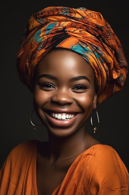 Foto de una mujer joven mostrando su hermosa sonrisa mientras usa una prenda