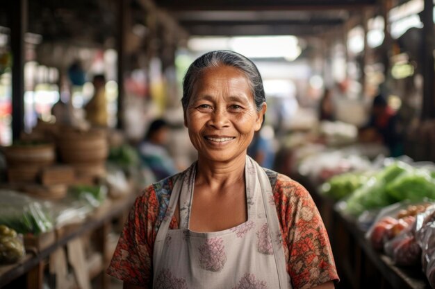 Foto una mujer en el mercado.