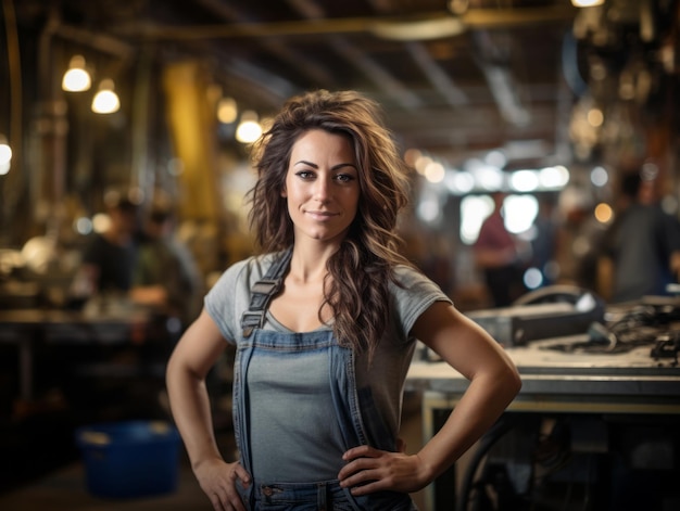 foto de una mujer natural que trabaja como trabajadora de la construcción