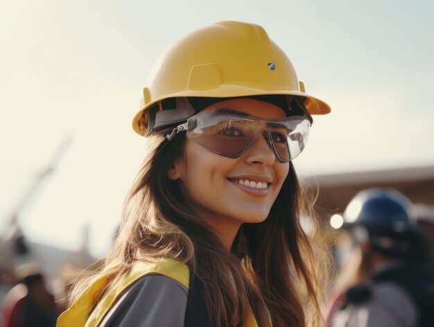 Foto foto de una mujer natural que trabaja como trabajadora de la construcción