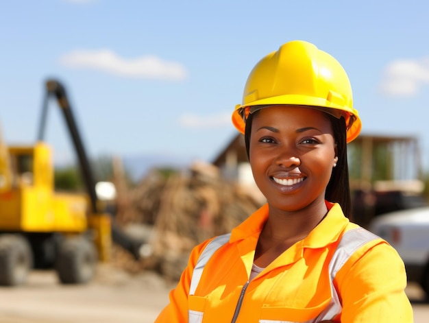 foto de una mujer natural que trabaja como trabajadora de la construcción