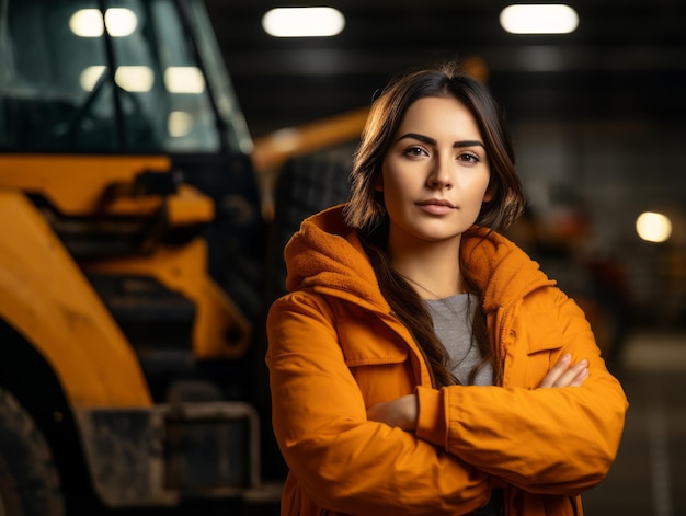 foto de una mujer natural que trabaja como trabajadora de la construcción