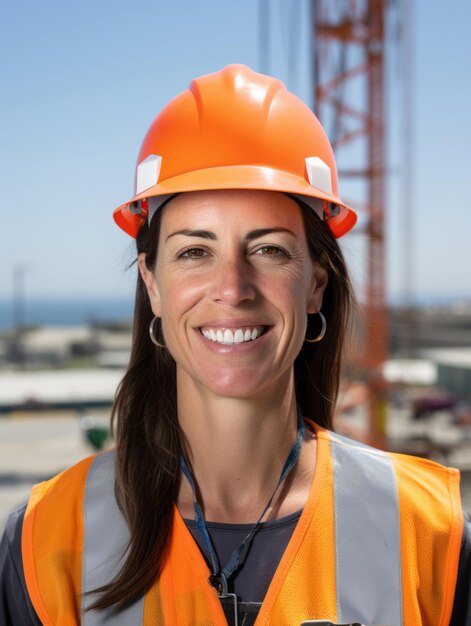 foto de una mujer natural que trabaja como trabajadora de la construcción