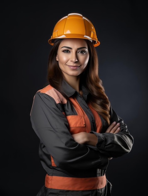 foto de una mujer natural que trabaja como trabajadora de la construcción