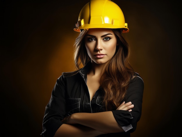 foto de una mujer natural que trabaja como trabajadora de la construcción