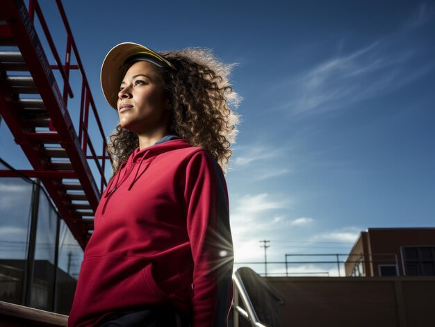 foto de una mujer natural que trabaja como trabajadora de la construcción