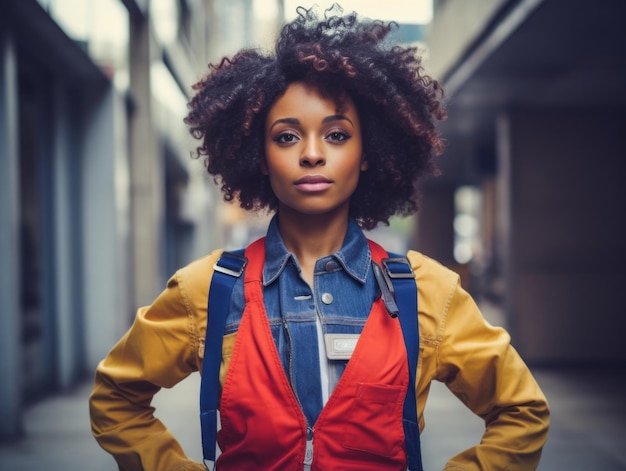 foto de una mujer natural que trabaja como trabajadora de la construcción