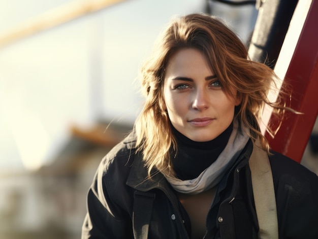 foto de una mujer natural que trabaja como trabajadora de la construcción