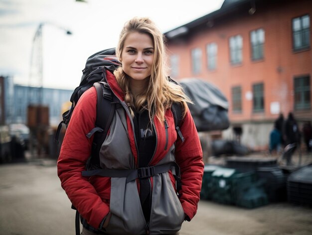 foto de una mujer natural que trabaja como trabajadora de la construcción