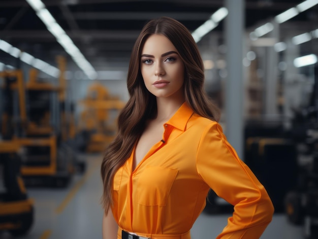 foto de una mujer natural que trabaja como trabajadora de la construcción