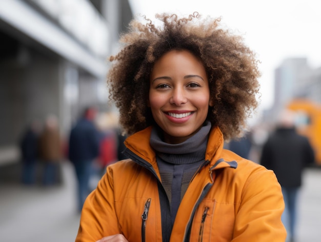 foto de una mujer natural que trabaja como trabajadora de la construcción