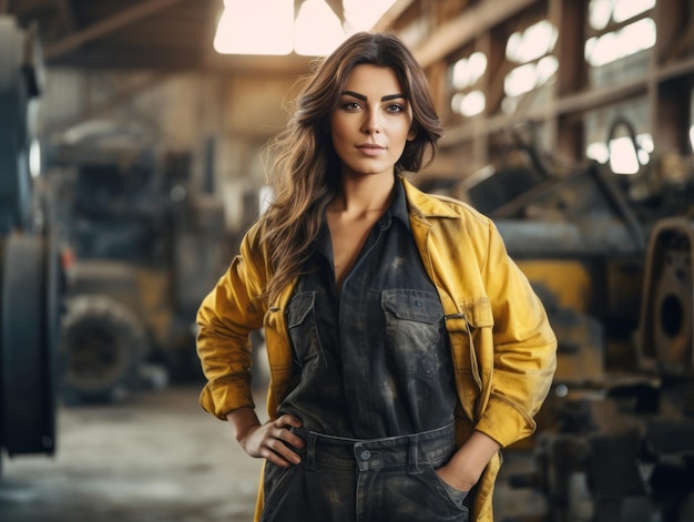 foto de una mujer natural que trabaja como trabajadora de la construcción