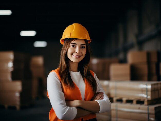 foto de una mujer natural que trabaja como trabajadora de la construcción