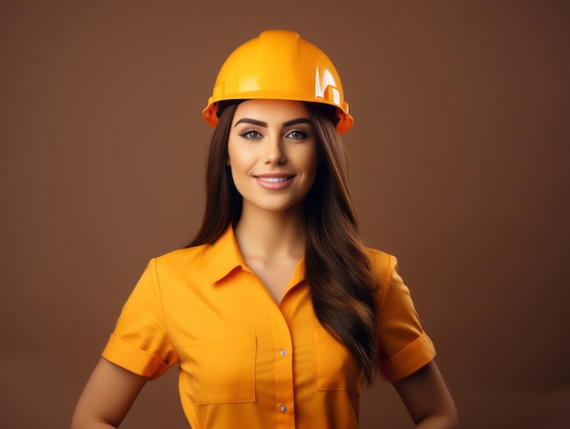 foto de una mujer natural que trabaja como trabajadora de la construcción