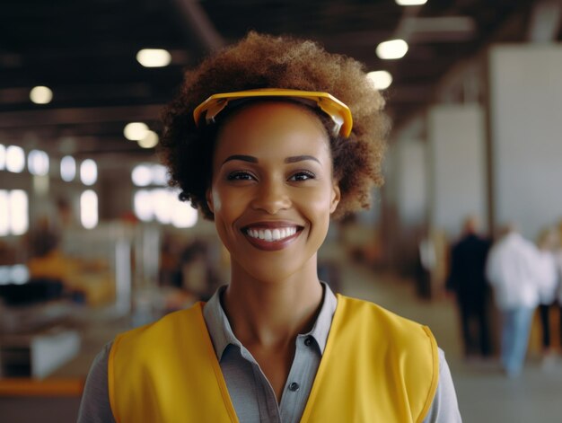 foto de una mujer natural que trabaja como trabajadora de la construcción