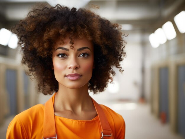 foto de una mujer natural que trabaja como trabajadora de la construcción