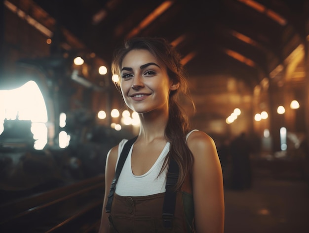 foto de una mujer natural que trabaja como trabajadora de la construcción