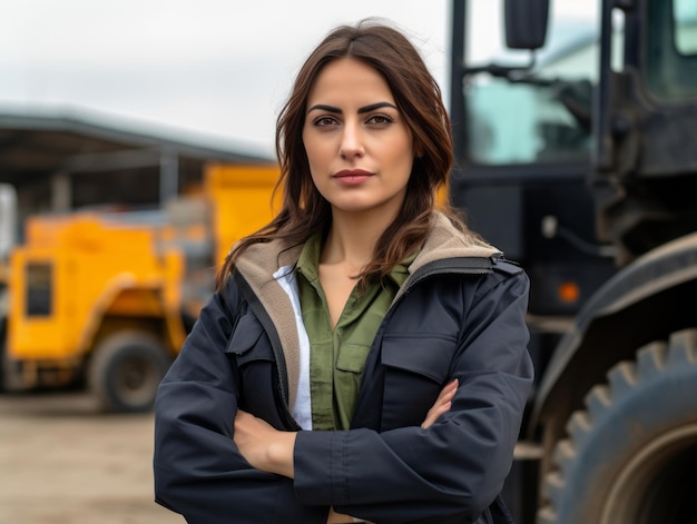 foto de una mujer natural que trabaja como trabajadora de la construcción