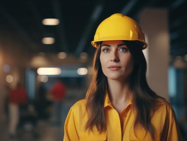 foto de una mujer natural que trabaja como trabajadora de la construcción