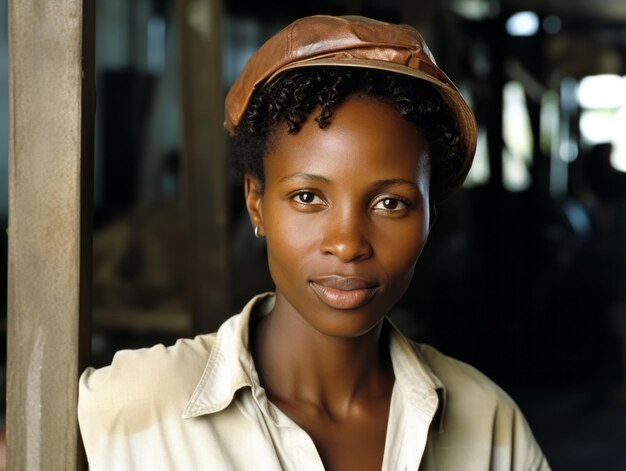 foto de una mujer natural que trabaja como trabajadora de la construcción