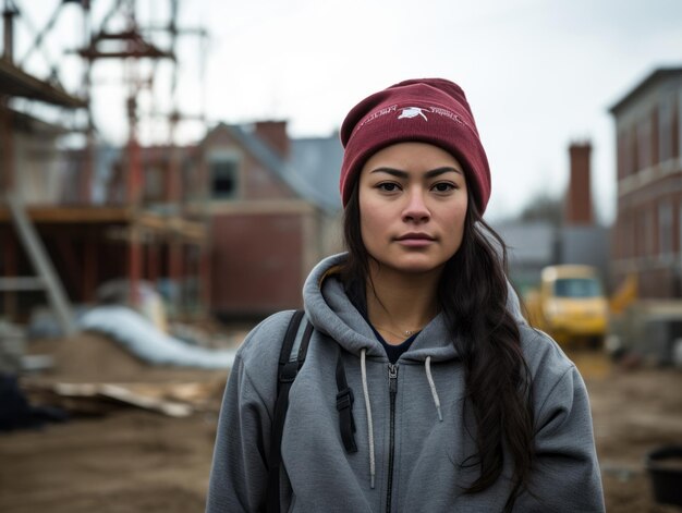 foto de una mujer natural que trabaja como trabajadora de la construcción