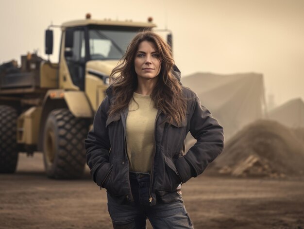 foto de una mujer natural que trabaja como trabajadora de la construcción