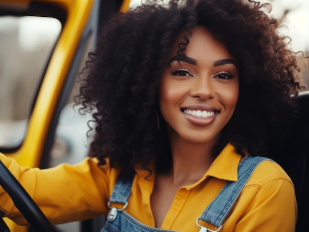 foto de una mujer natural que trabaja como trabajadora de la construcción