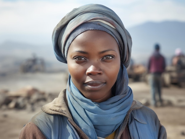 foto de una mujer natural que trabaja como trabajadora de la construcción