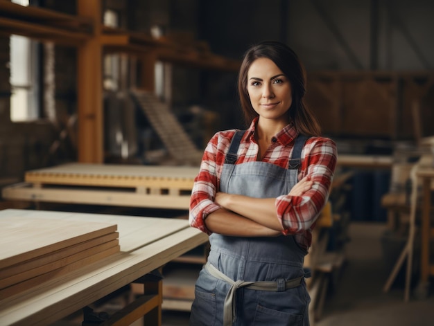 foto de una mujer natural que trabaja como trabajadora de la construcción