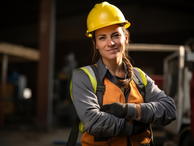 Foto foto de una mujer natural que trabaja como trabajadora de la construcción