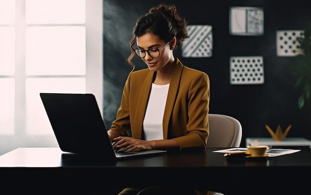 Foto de mujer de negocios mujer de oficina trabajando con computadora