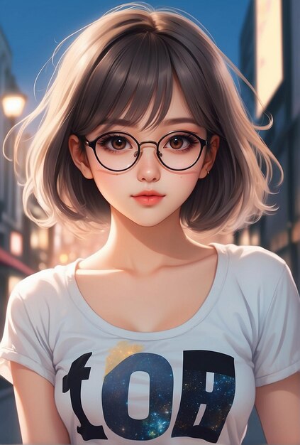 Foto mujer en la playa anime pintura digital ilustración