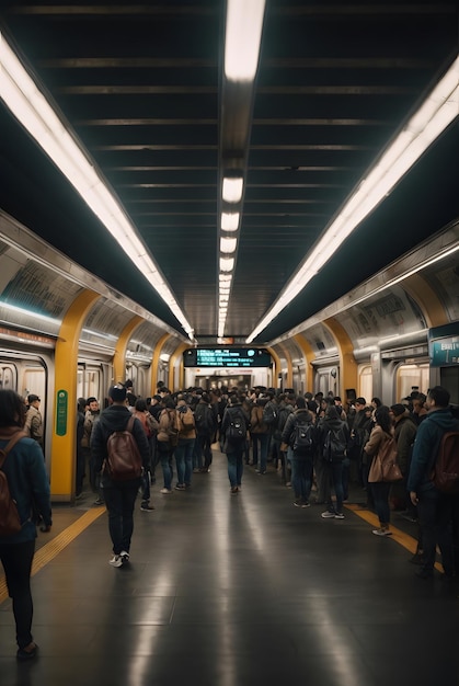 foto multitud de personas en el metro en hora punta