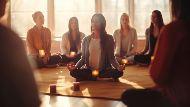 Una foto muy borrosa de una sesión de grupo de meditación holandesa.