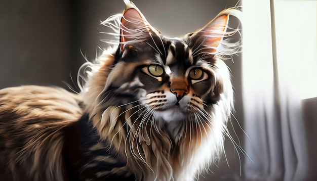 Foto muy hermosa del gato Mainecoon