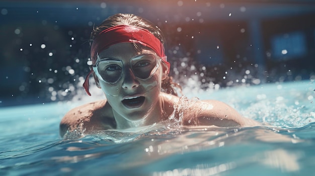 Una foto de un nadador dando vueltas en una piscina.