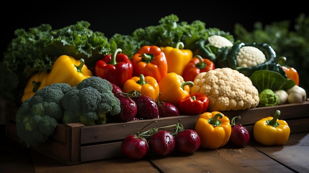 Foto Nahaufnahme einer Schachtel mit reifem Gemüse