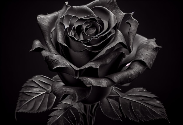 Foto negro rosa flor primer plano rosas oscuras fondo Generar Ai