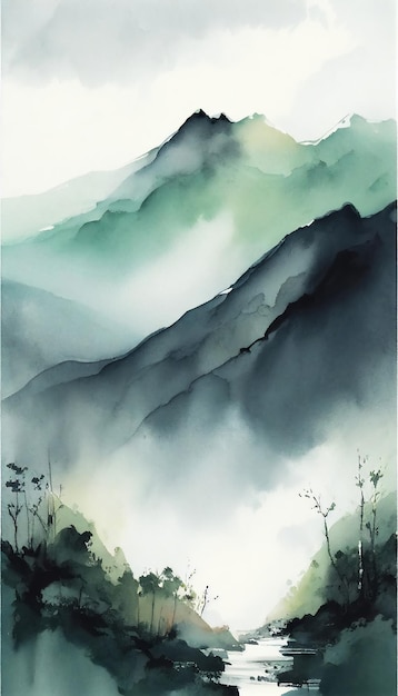 Foto neue chinesische künstlerische Konzeption abstrakte Tinte Landschaft Hintergrundwand