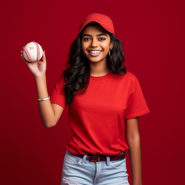 foto de una niña india emocionada sosteniendo una pelota