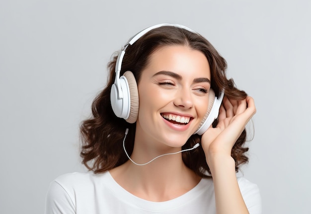 Foto de niña y niño niña y niño africanos escuchan música con auriculares con una sonrisa