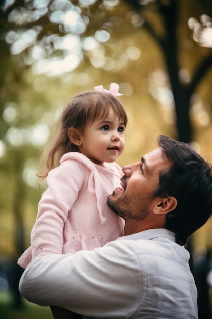 Foto una foto de una niña en el parque con su padre.