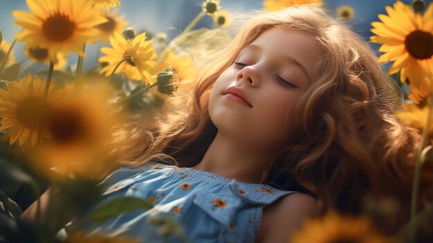 Foto niña sueña con el verano.