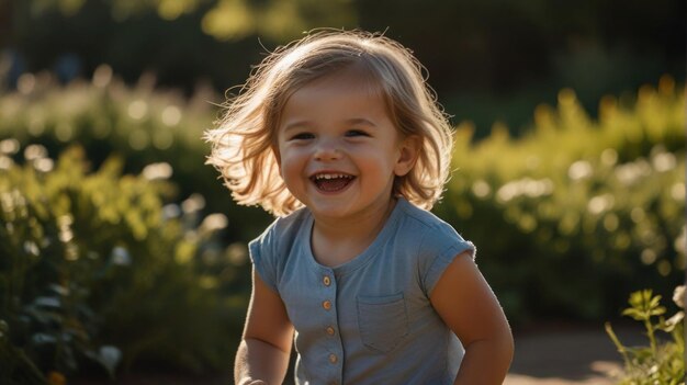 una foto de un niño feliz sonriendo radiantemente mientras juega