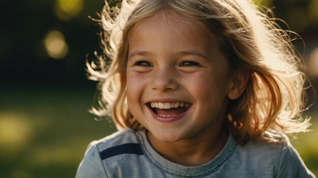 una foto de un niño feliz sonriendo radiantemente mientras juega