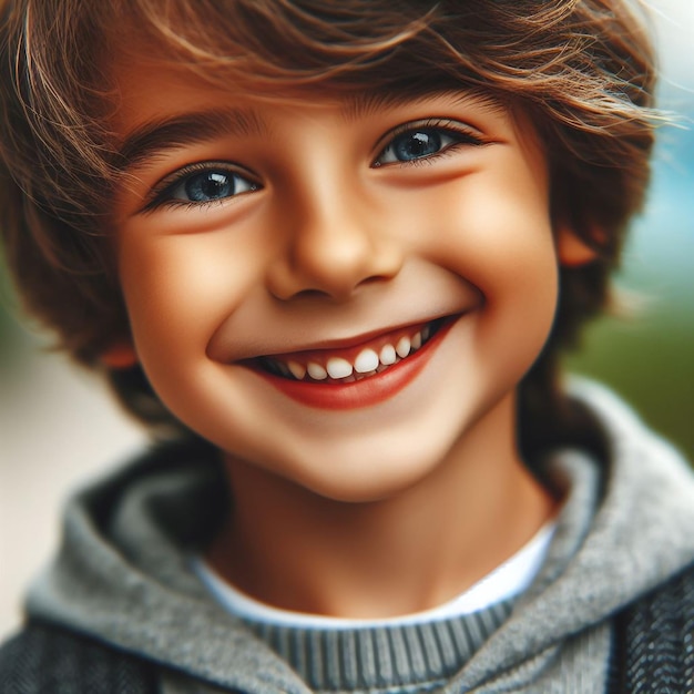 Foto una foto de un niño con una gran sonrisa en la cara