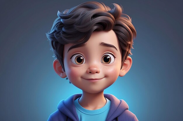 Foto de un niño lindo en el estilo de Pixar dibujos animados 3D ilustración generativa ai
