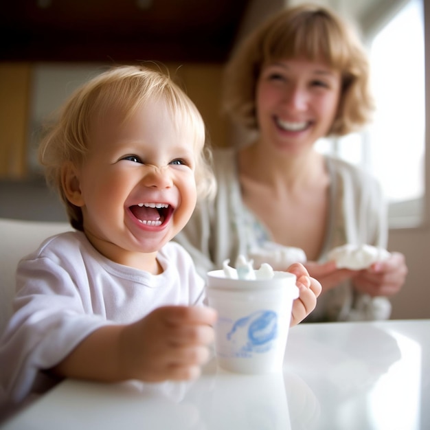 Foto niño lindo tomando leche