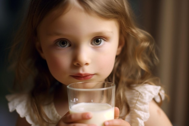 Foto niño lindo tomando leche